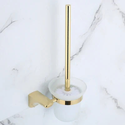 DecorBites™ Gold Bathroom Hardware Set: Towel Rack, Shelf, Paper Holder, Towel Holder, Toilet Brush Holder