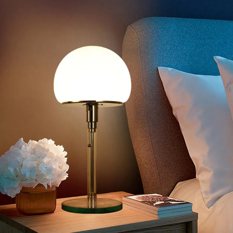 DecorBites™ Bauhaus Mushroom Table Lamp - Milk White Glass, Bedroom & Coffee Table Lighting