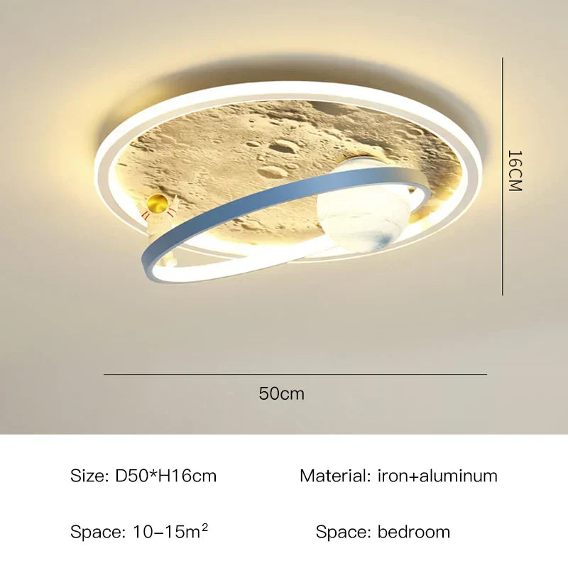 DecorBites™ Kids Moon Astronaut LED Ceiling Light for Eye Care in Blue Pink Carton Theme