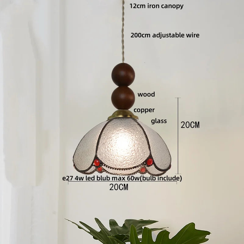 DecorBites™ Blue Glass LED Pendant Light: Modern Nordic Tiffany Hanging Lamp for Bedroom & Dining Room