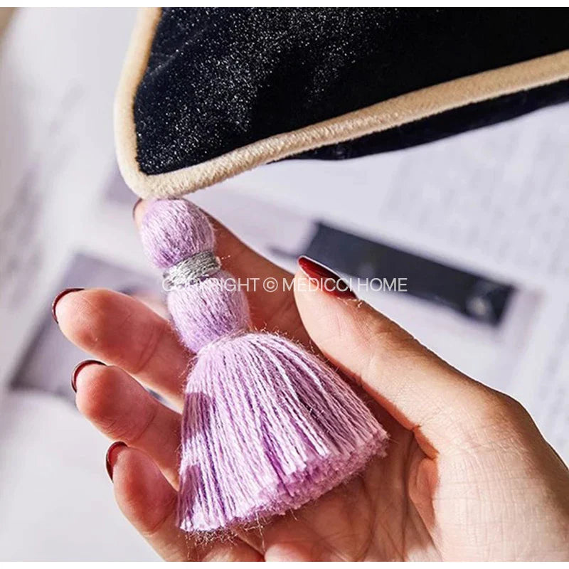 DecorBites™ Botanical Wisteria Embroidered Cushion Cover with Tassel