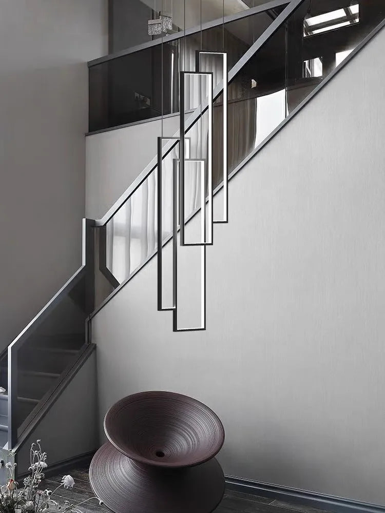 DecorBites™ LED Geometry Stair Chandelier - Luxury Nordic Villa Pendant Fixture for Modern Living