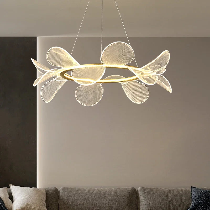 DecorBites™ LED Flower Chandelier: Luxury Acrylic Pendant Lamp for Modern Living, Bedroom, Kitchen, Dining Room