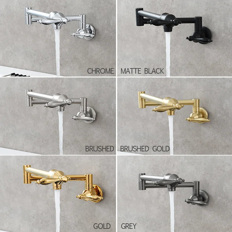 DecorBites™ Brass Double Joint Telescopic Kitchen Faucet, Double Handle Sink Faucet