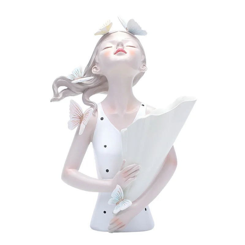 DecorBites™ Decorative Butterfly Girl Sculptures Resin Flower Vase Ornaments