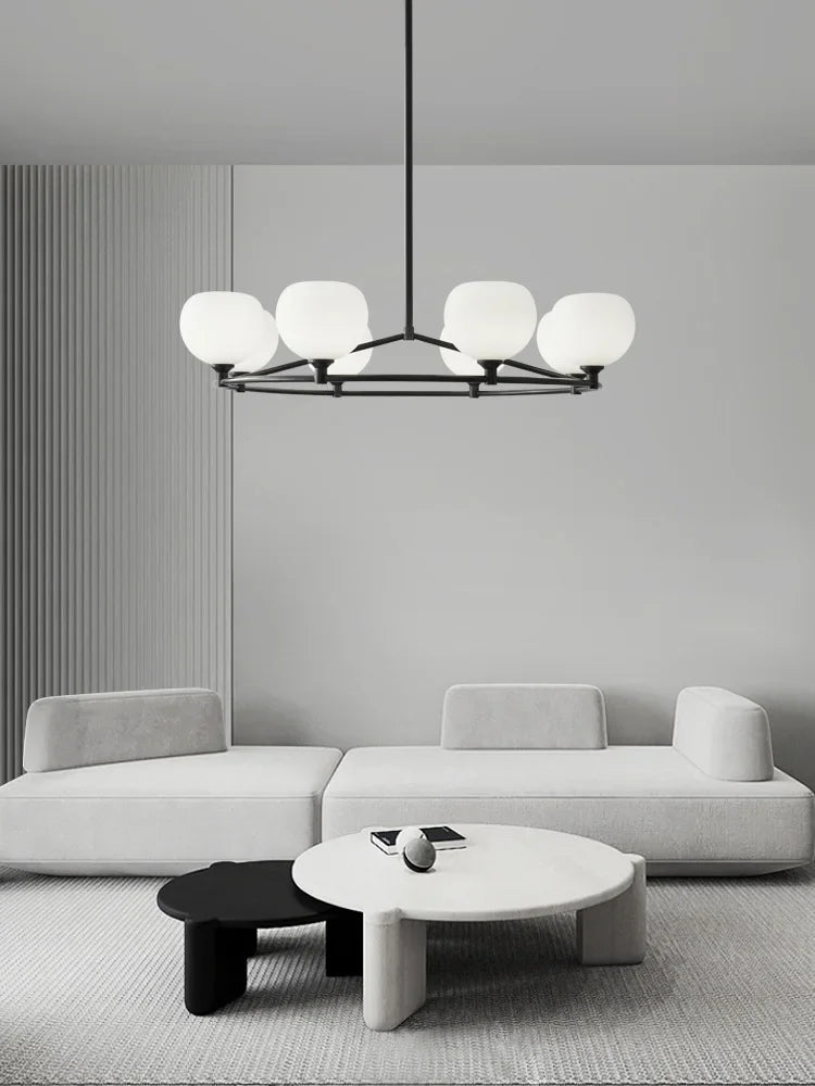 DecorBites™ Copper Glass Chandelier: Stylish Hanging Light for Living Room, Bedroom, Dining Room