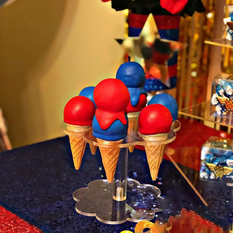 DecorBites™ Acrylic Ice Cream Cone Holder Display Rack - Durable Baking Tools