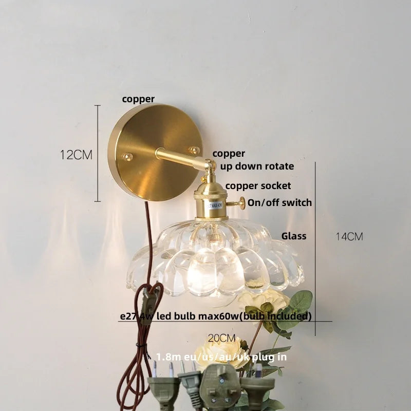 DecorBites™ LED Glass Wall Lights Pull Chain Switch | Nordic Modern Design Bedside Lamp
