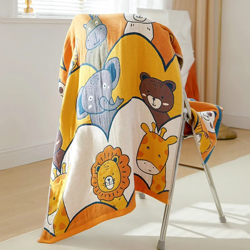 DecorBites™ Cotton Gauze Bath Towel - Large Cartoon Towel 70x140cm