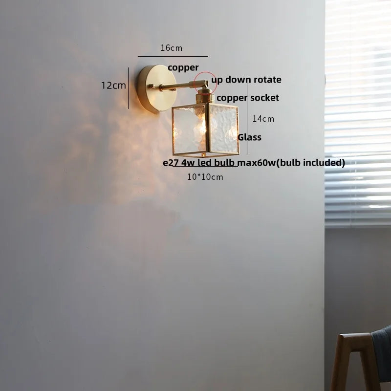 DecorBites™ Crown Glass LED Wall Lights Brass Switch Stair Fixtures
