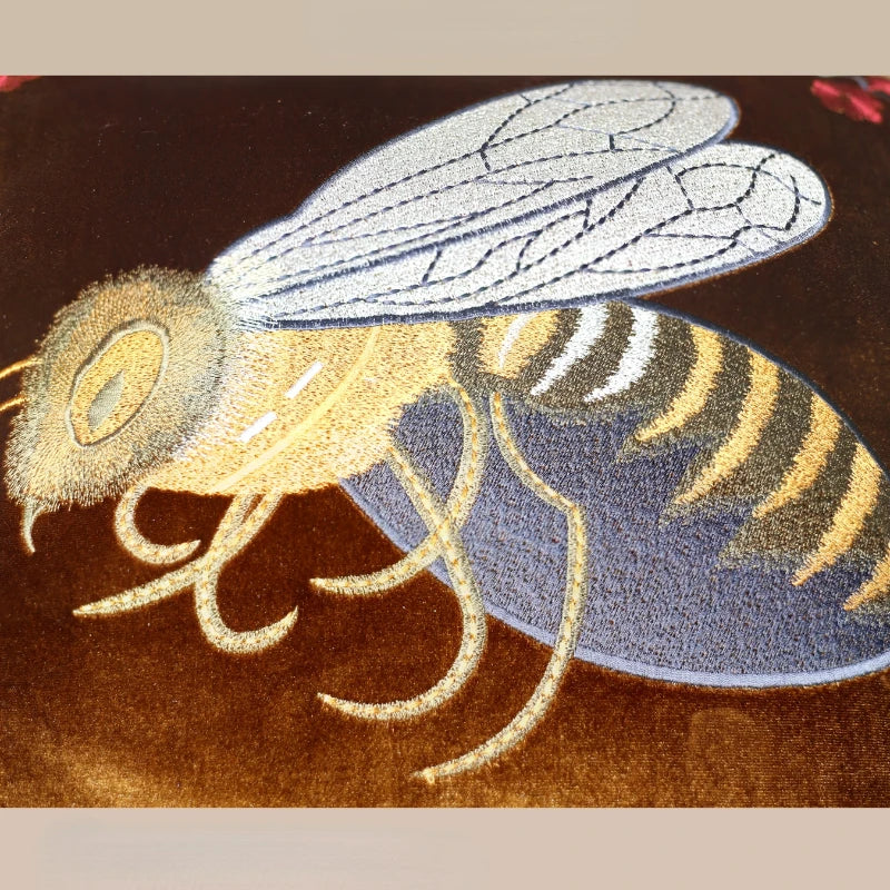 DecorBites™ Bee Embroidery Cushion Cover - Exquisite Animal Design for Sofa Decor