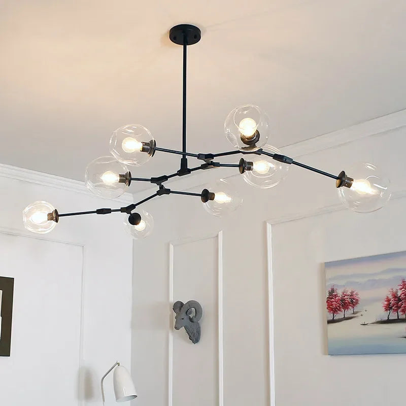 DecorBites™ Glass Branch Ceiling Chandelier with Multi Color Lampshades