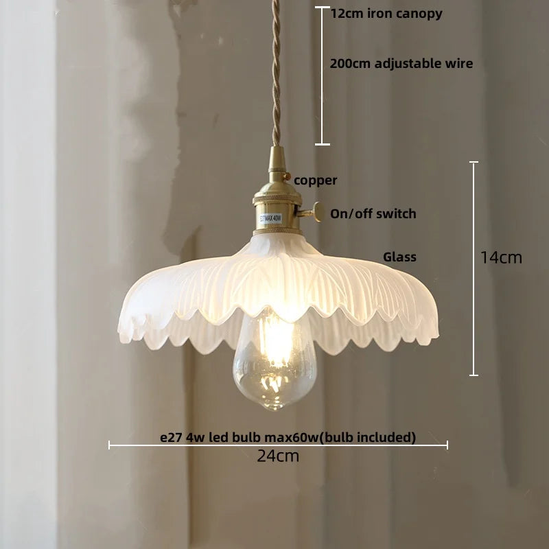 DecorBites™ Glass LED Pendant Lamp with Wood Handle - Modern Nordic Hanging Light