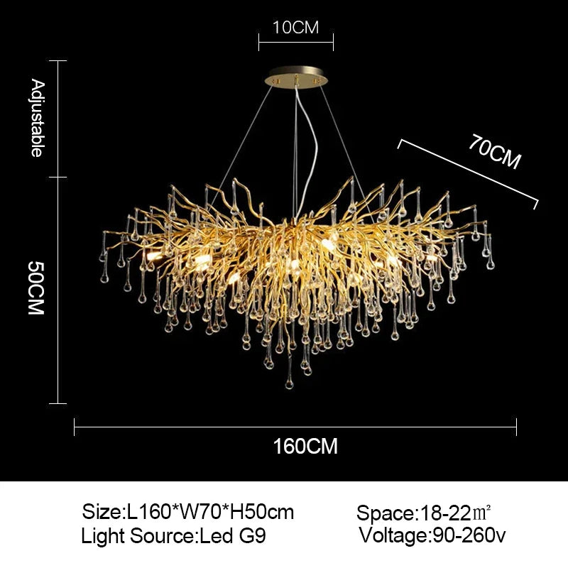 DecorBites™ Gold Crystal Ceiling Chandelier for Elegant Home Lighting