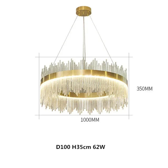 DecorBites™ Gold Crystal Chandelier Dimmable Luxury Pendant Lights for Bedroom & Living Room