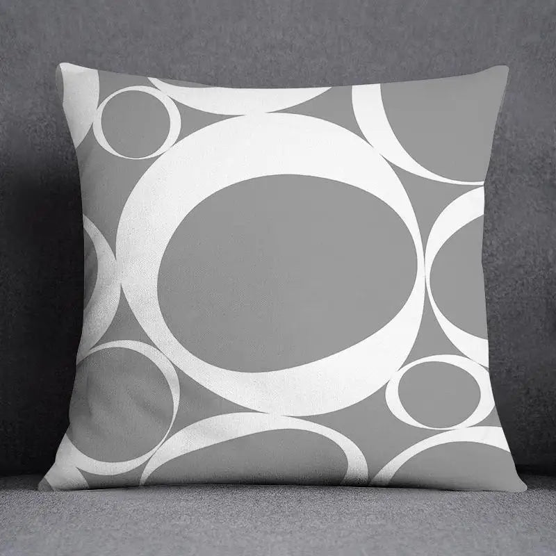 DecorBites™ Geometric Floral Print Lumbar Pillow Case 45X45cm Sofa Cushion Cover