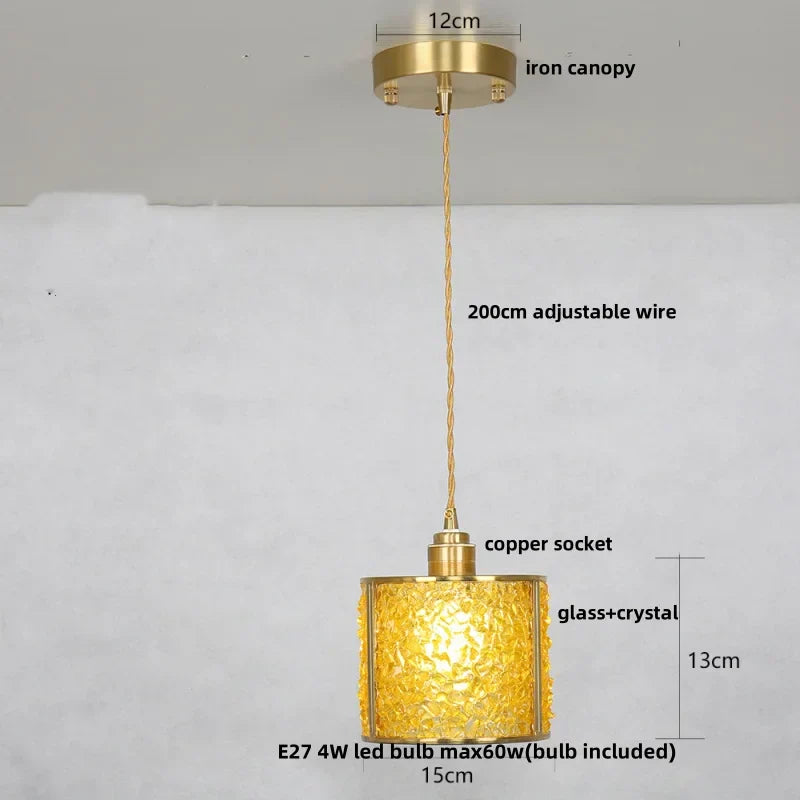 DecorBites™ Crystal Glass LED Pendant Light Fixture for Kitchen Dining Room Bar Luxury Art Decor