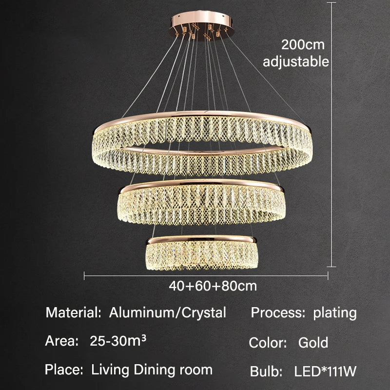 DecorBites™ Crystal Chandelier Luxury LED Lighting for Living Dining Kitchen Bedroom