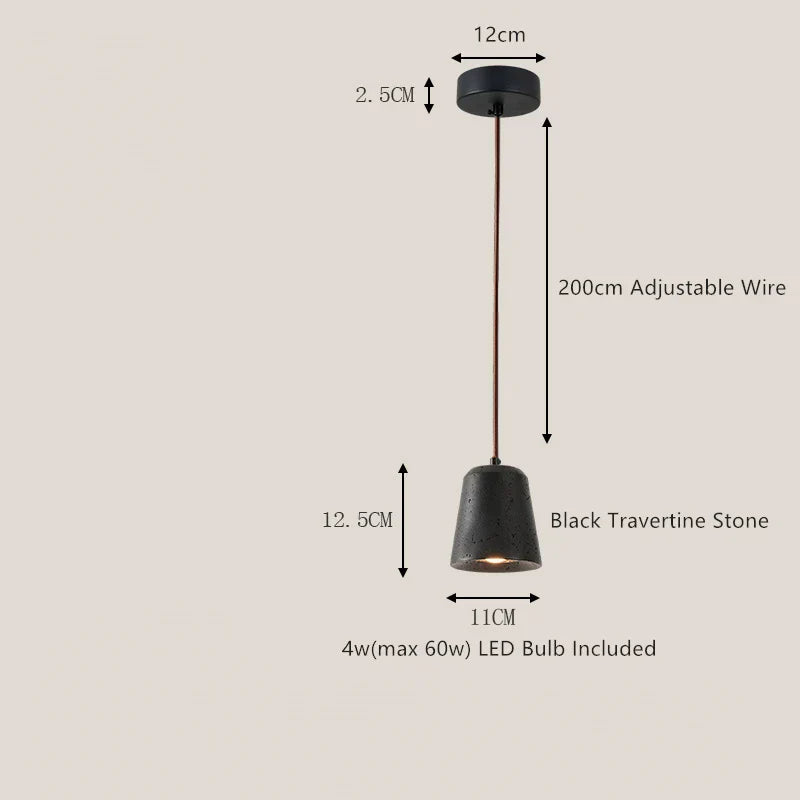 DecorBites™ Black Travertine LED Pendant Lamp for Dining Living Room Bedroom and Cafe