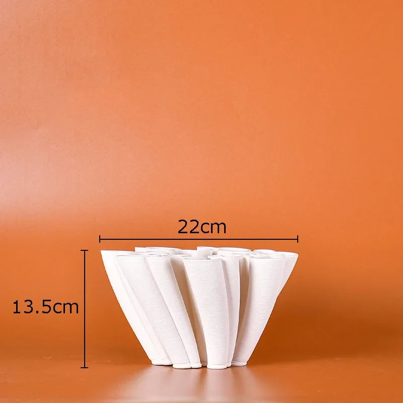DecorBites™ Ceramic Vase Plant Pots White Porcelain Floral Desk Decor Crafts Flower Pots