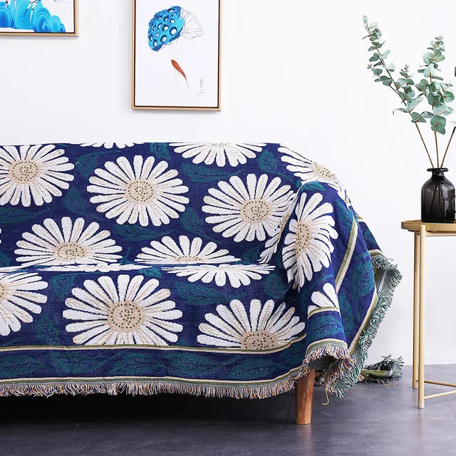 DecorBites™ Bohemian Cotton Plaid Sofa Blanket - Anti-Slip Knitted Decorative Home Cover
