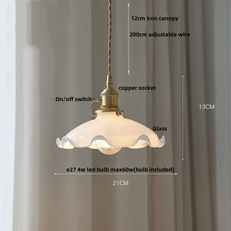 DecorBites™ Amber Flower Glass Pendant Light LED Kitchen Decor Home Reading Room