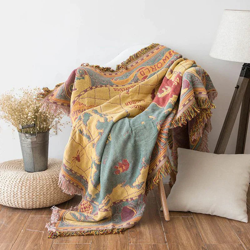 DecorBites™ Bohemian Cotton Plaid Sofa Blanket - Anti-Slip Knitted Decorative Home Cover