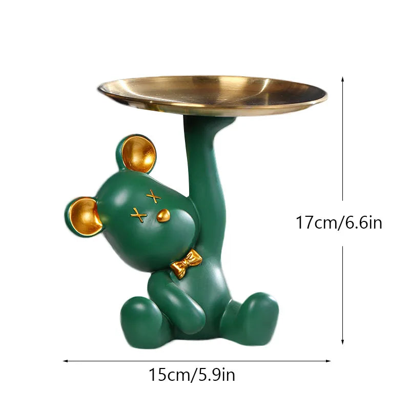 DecorBites™ Bear House Entry Tray Keys Receiver Storage Figurines