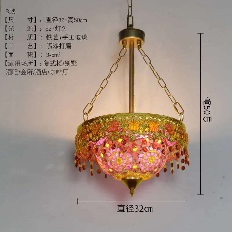 DecorBites™ Bohemian Exotic Stained Glass Pendant Lights for Home Decor and Hospitality