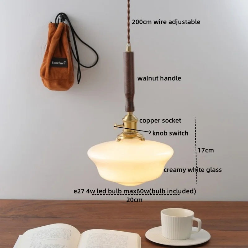 DecorBites™ Ceramic Walnut Copper LED Pendant Light Chandelier for Bedroom Living Room