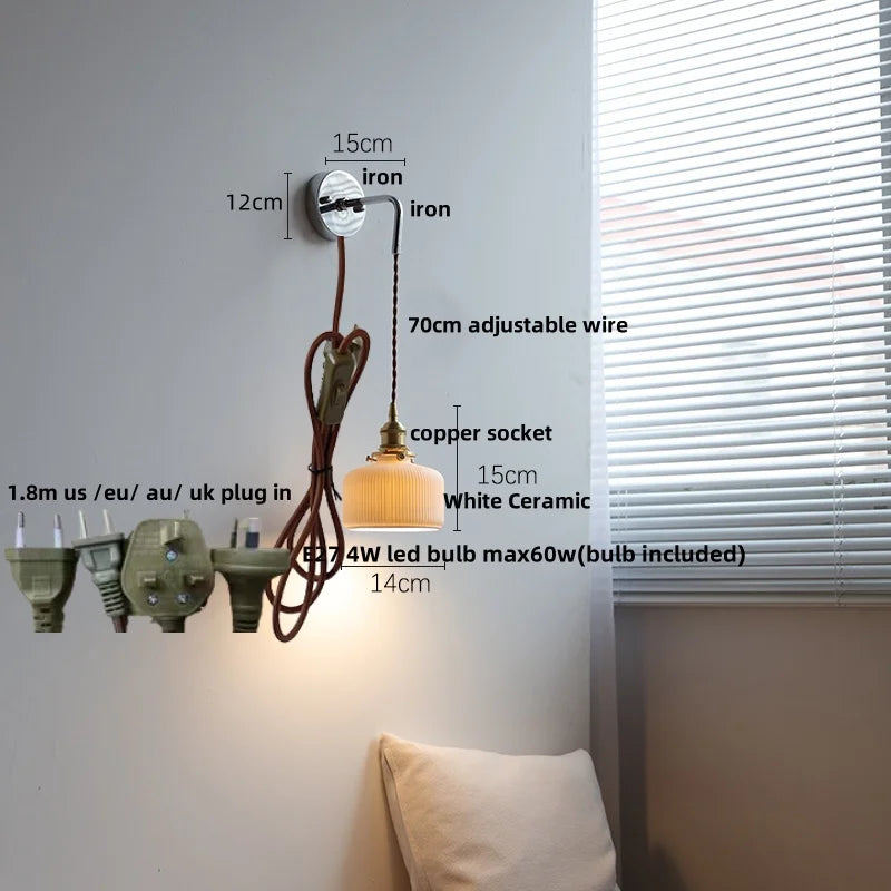 DecorBites™ Ceramic LED Wall Sconce, Modern Nordic Style, Adjustable Wire, White Stair Light