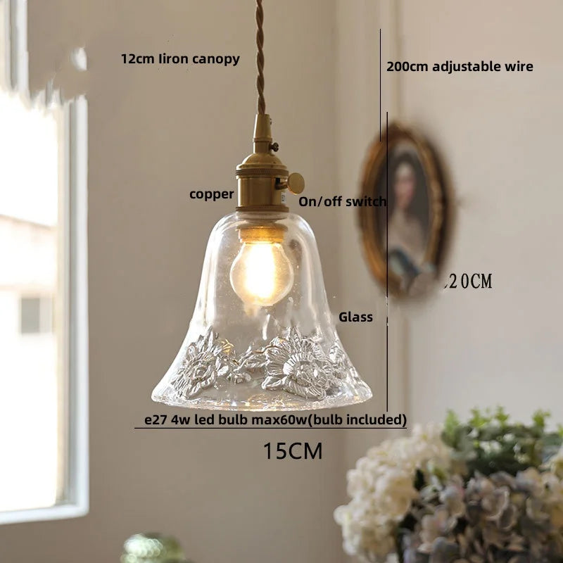 DecorBites™ Bubble Glass Ball LED Pendant Lamp with Copper Knob Switch - Nordic Modern Home Decor