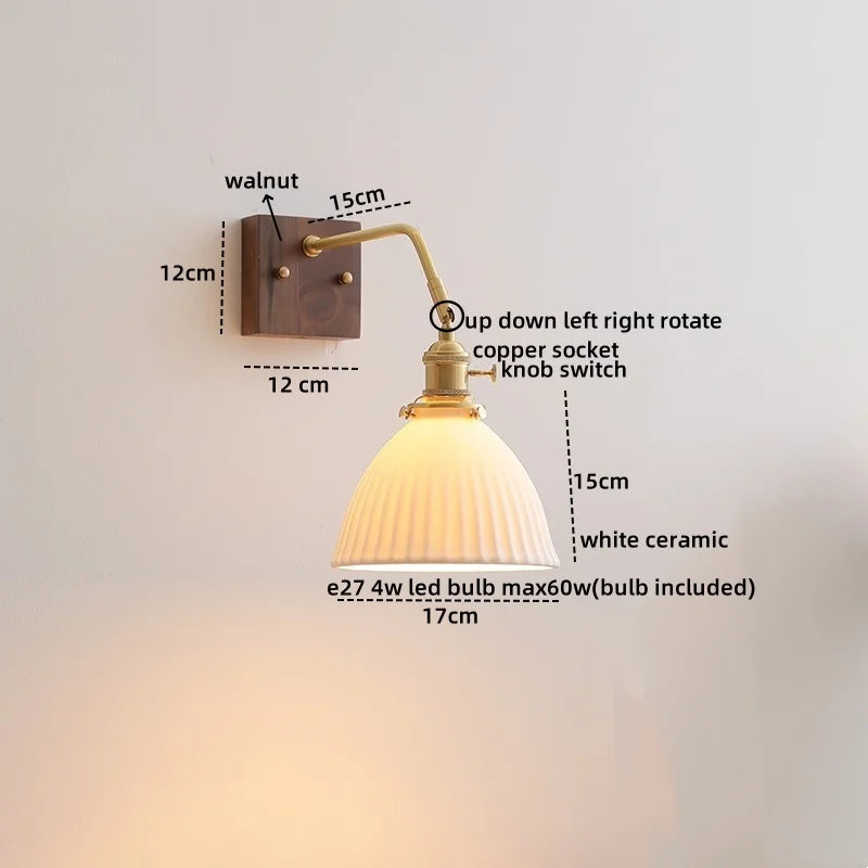 DecorBites™ Ceramic LED Wall Sconce Pull Chain Switch Mirror Light Fixtures