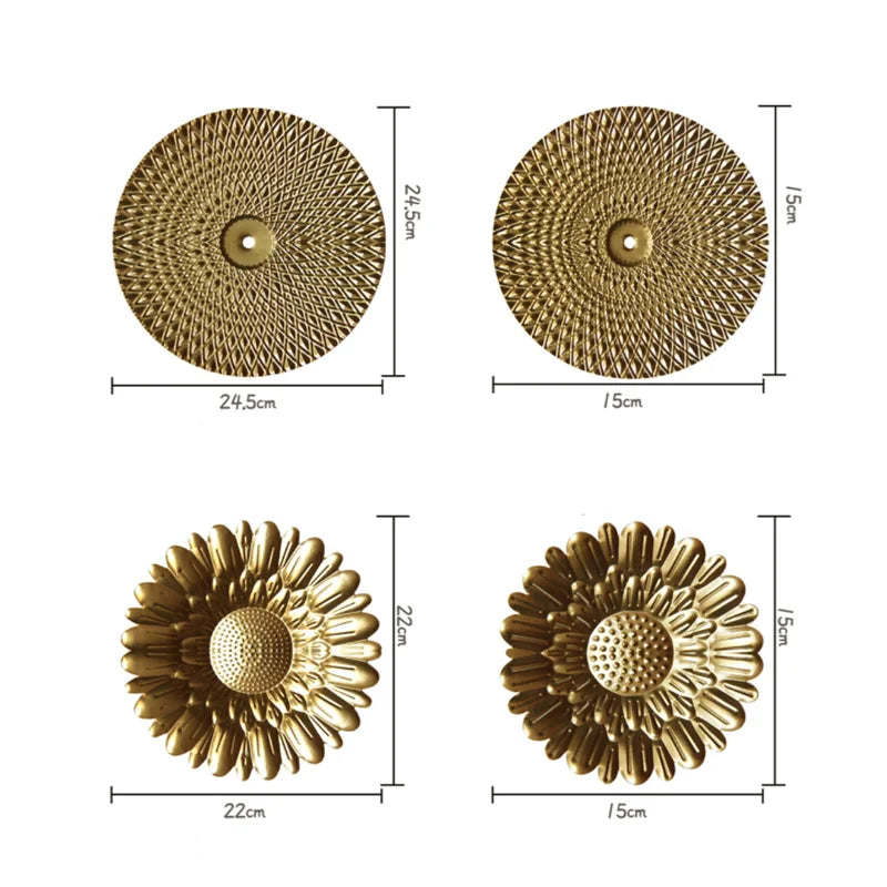 DecorBites™ Geometric Golden Metal Wall Hanging Round Ornaments - Room Decoration Accessories