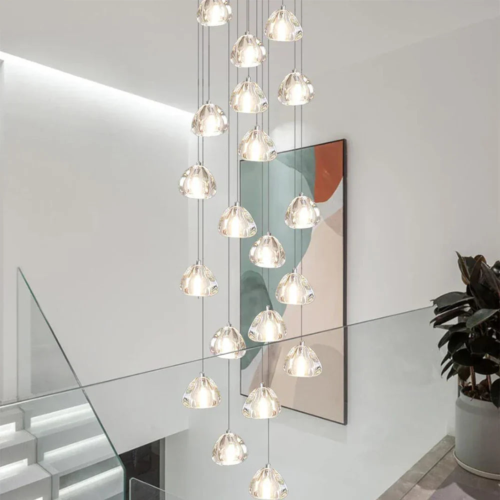 DecorBites™ Crystal Ball Chandelier: Modern LED Stair Chandelier for Living Room, Kitchen, and Loft