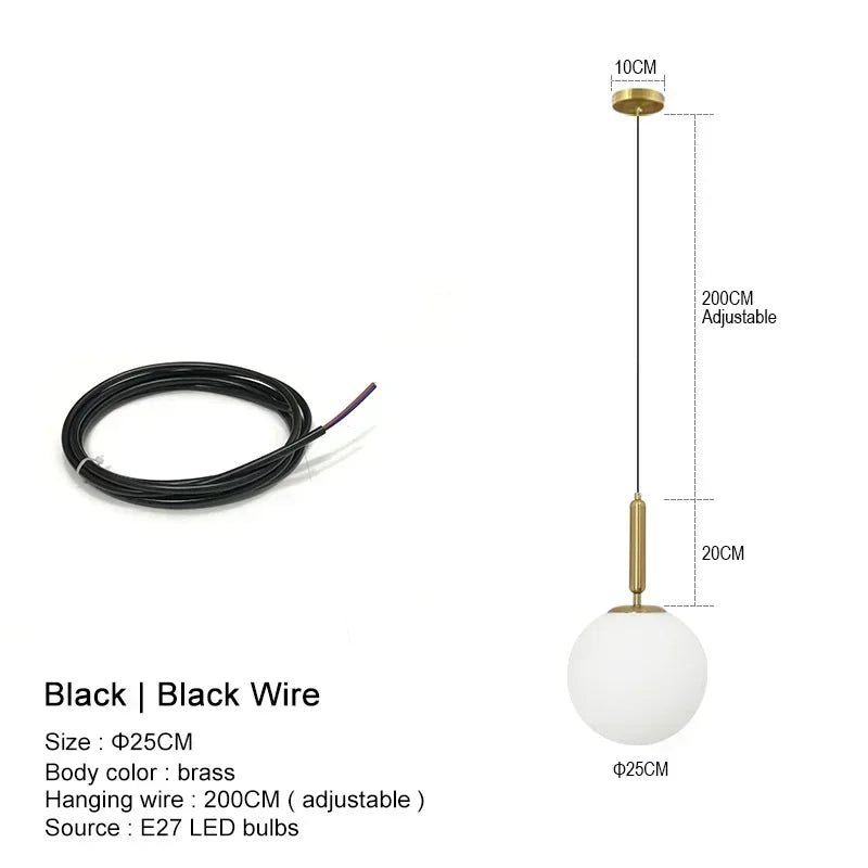DecorBites™ Glass Ball LED Pendant Chandelier for Bedroom Dining Room Kitchen Island