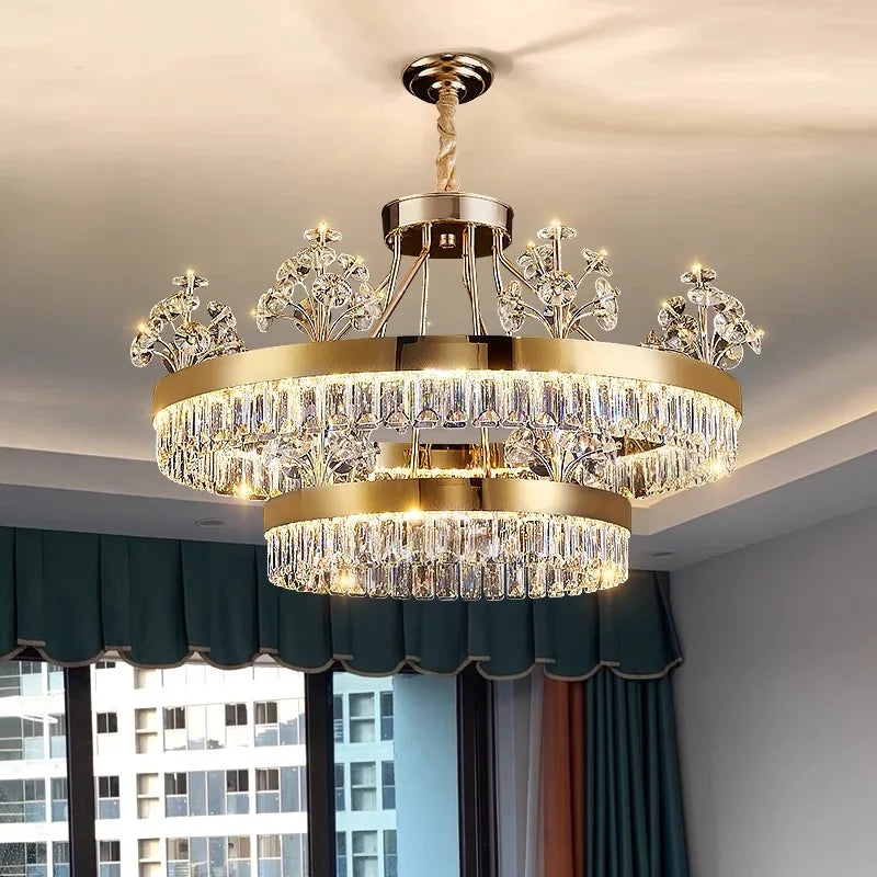 DecorBites™ Luxe Crystal Ceiling Chandelier - Elegant Home Decor Hanging Light for Living Room