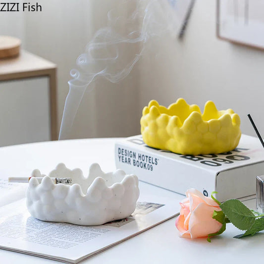 "DecorBites™ Ceramic Bubble Clouds Ashtray for Home & Office Smoking Accessories"