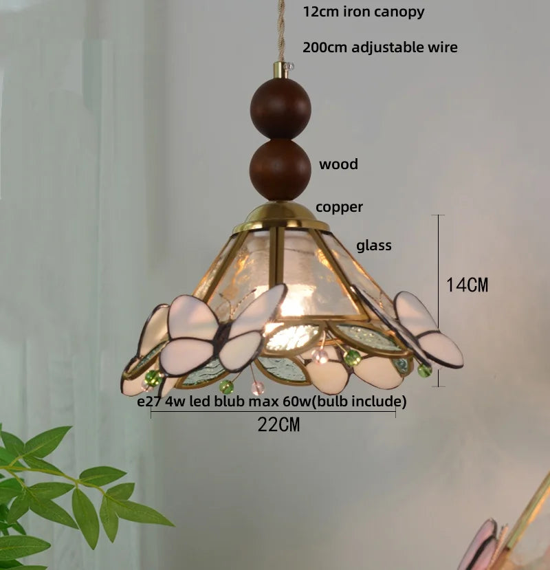 DecorBites™ Butterfly Tiffany Glass Pendant Lamp Modern Nordic LED Hanging Light