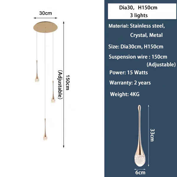 DecorBites™ Crystal Bubble Ball Pendant Lights for Stairs, Dining, Living Room Decor