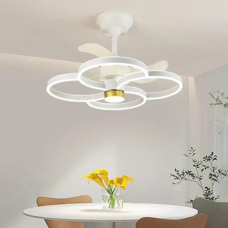 DecorBites™ Cream Bedroom Ceiling Fan Light with Remote Control, Elegant Bedroom Lamp Fixtures