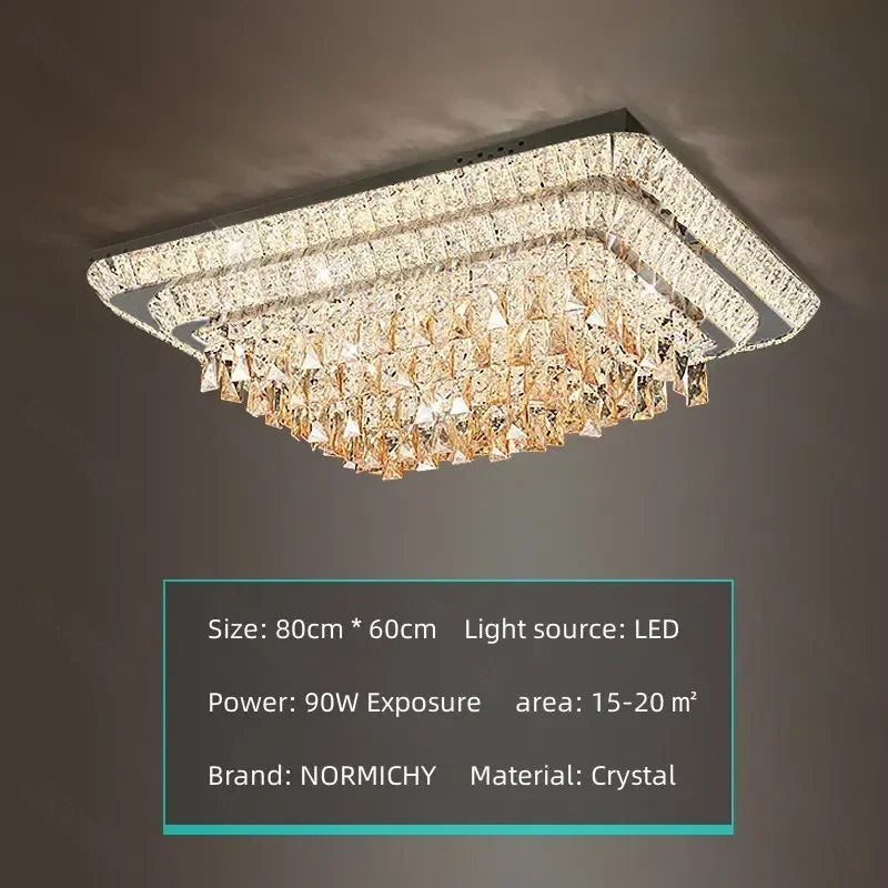 DecorBites™ Crystal LED Chandelier Silver Chrome Remote Control Light