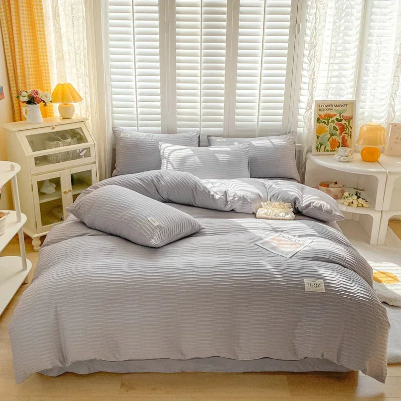 DecorBites™ Bubble Yarn Duvet Cover Set - Soft & Skin-friendly Bedding with Pillowcase