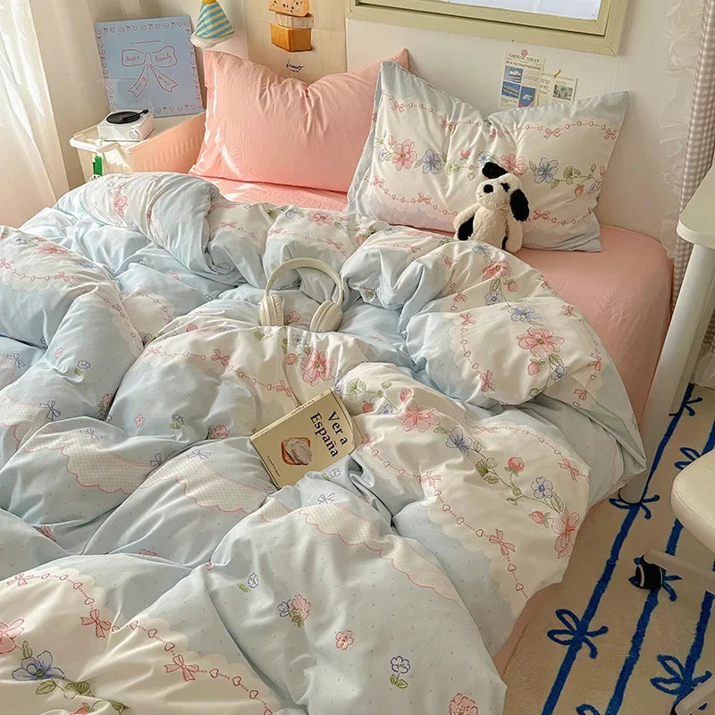 DecorBites™ Cartoon Pattern Cotton Fitted Sheet Set – Soft & Cozy Bedding for Adults & Kids