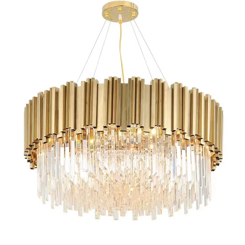 DecorBites™ Crystal Gold Chandeliers: Modern Luxury for Villa Living Room - Nordic Design