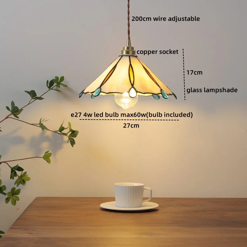 DecorBites™ Glass Copper LED Pendant Lamp for Dining Room, Nordic Modern Hanging Light Fixtures