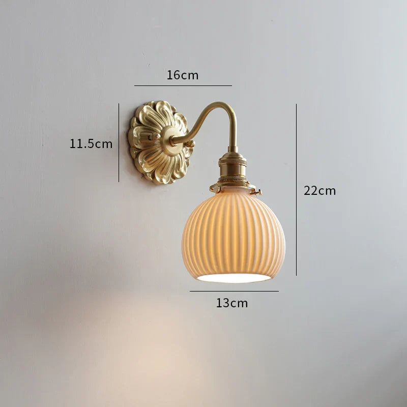 DecorBites™ Ceramic LED Wall Lights: Modern Japan Style Copper Base Sconce for Home Decor