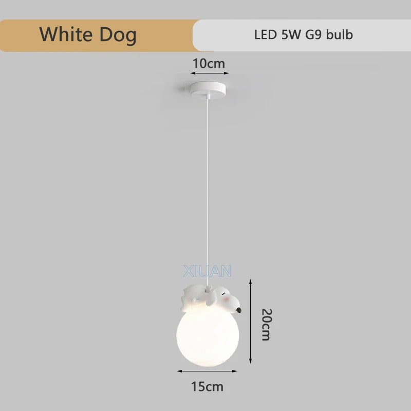 DecorBites™ Animal Resin Pendant Lamps: Bear Rabbit Dog Sheep Bunny Chandelier for Children's Room
