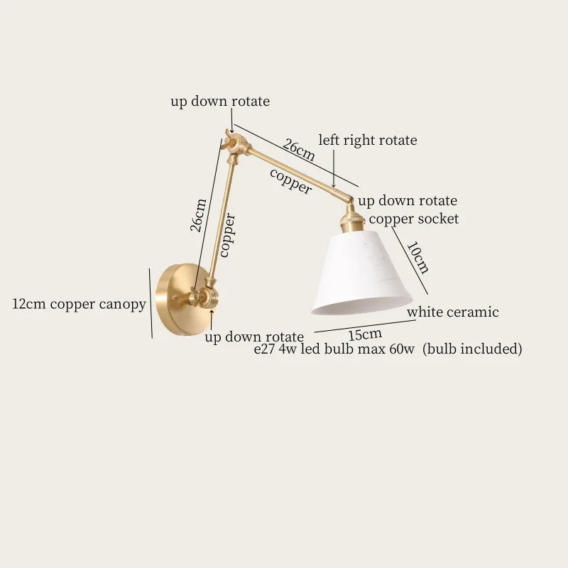 DecorBites™ Ceramic LED Wall Lamp with Pull Chain Switch for Stair, Bathroom, Living Room