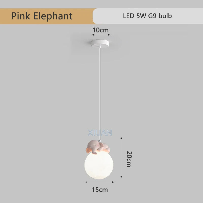 DecorBites™ Animal Resin Pendant Lamps: Bear Rabbit Dog Sheep Bunny Chandelier for Children's Room
